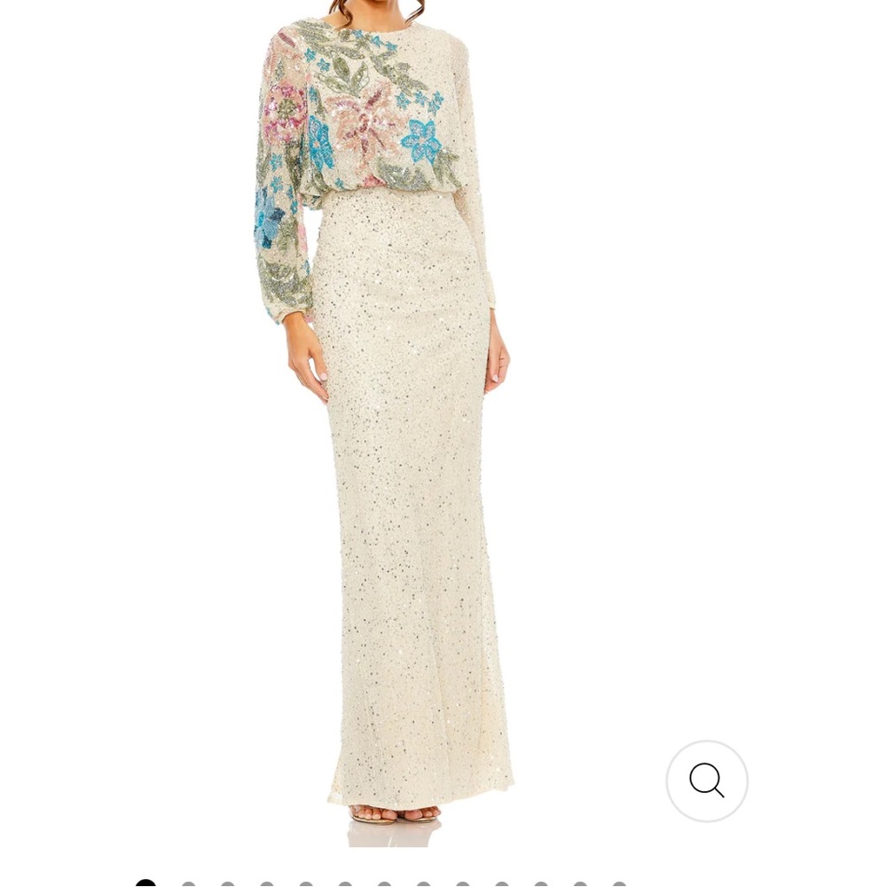 MAC DUGGAL EMBELLISHED MULTI COLOR FLORAL HIGH NECK GOWN